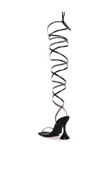 AZALEA WANG SOPHIE LACE UP SANDAL IN BLACK