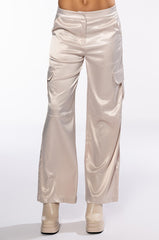 NOTHING BUT TROUBLE SATIN CARGO PANT