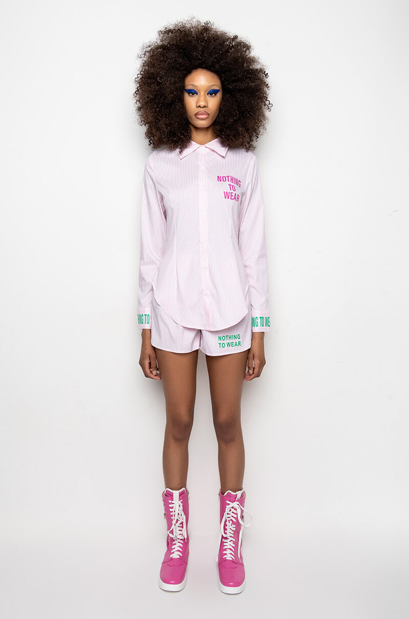 NOTHING TO WEAR STRIPED POPLIN SHORTS
