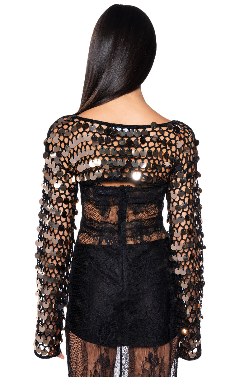 NOVA ULTRA CROP SEQUIN SWEATER