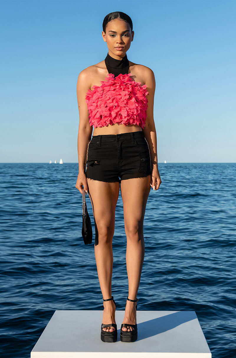 NOW OR NEVER SLEEVELESS MOCK NECK BLOUSE
