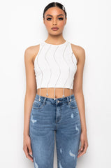 NYX RHINESTONE RIBBED CROP TANK