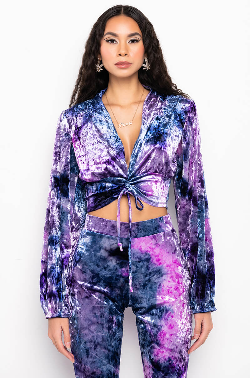 OH WHAT A NIGHT DRAWSTRING CROP BLOUSE