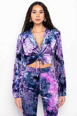 OH WHAT A NIGHT DRAWSTRING CROP BLOUSE