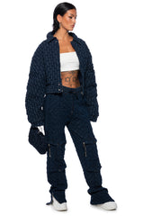 OKSA DENIM WEAVE BOMBER