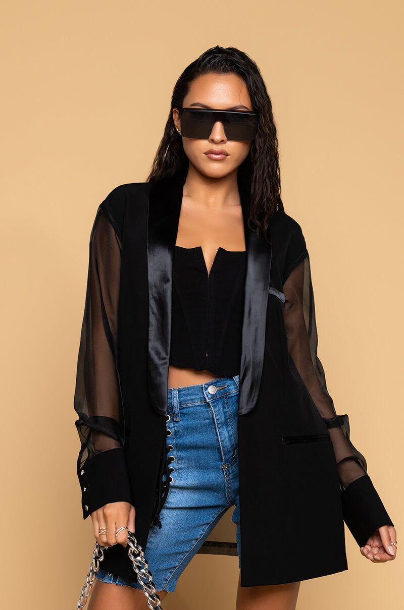 OLIVIER SHEER MIX MEDIA BLAZER