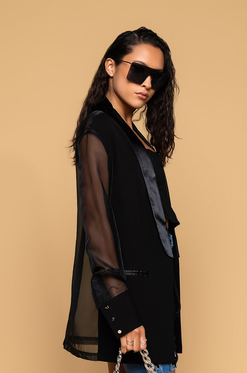 OLIVIER SHEER MIX MEDIA BLAZER