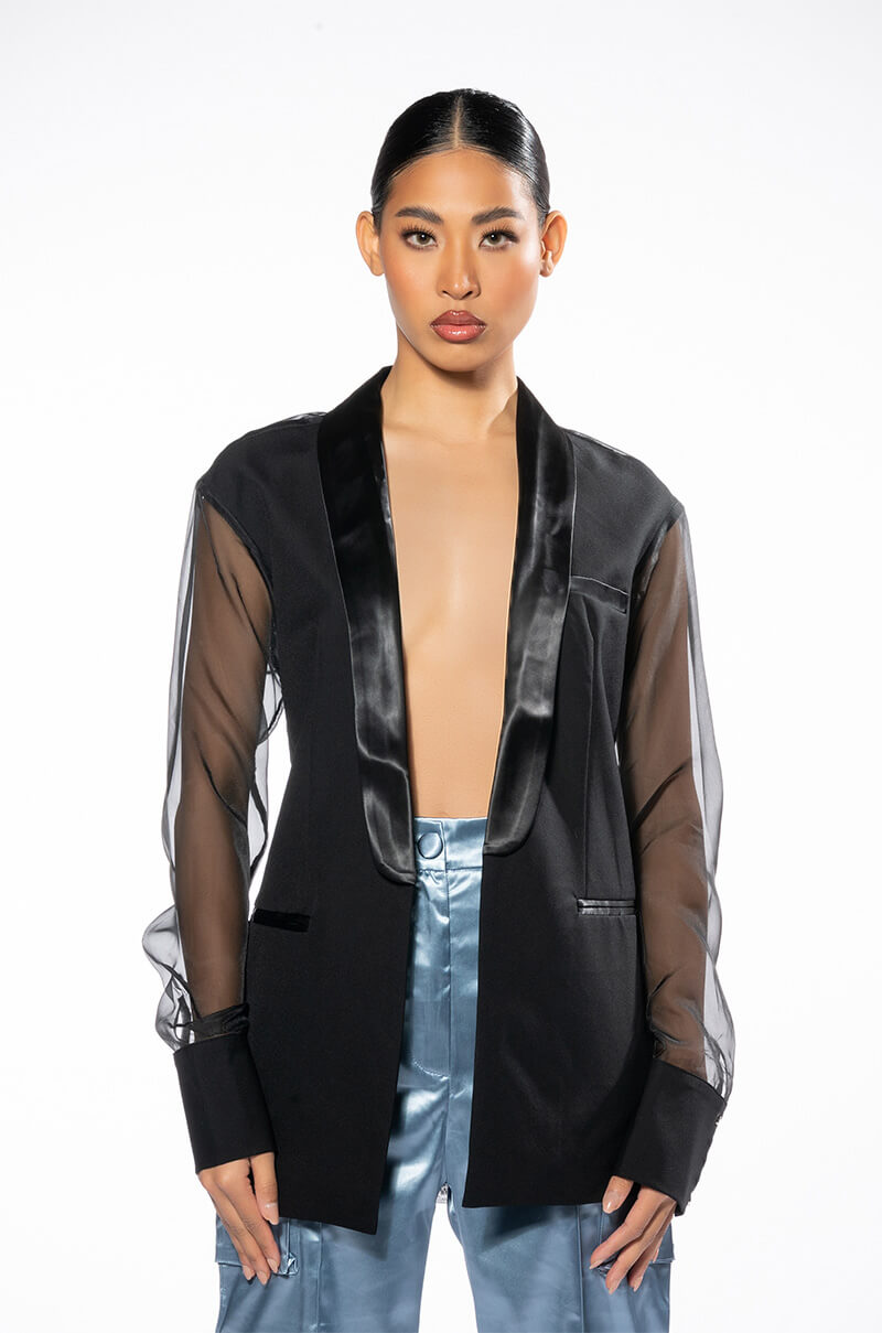 OLIVIER SHEER MIX MEDIA BLAZER