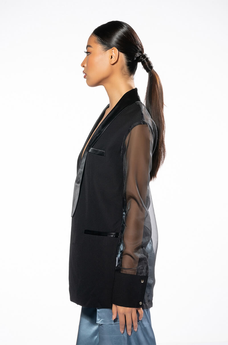 OLIVIER SHEER MIX MEDIA BLAZER