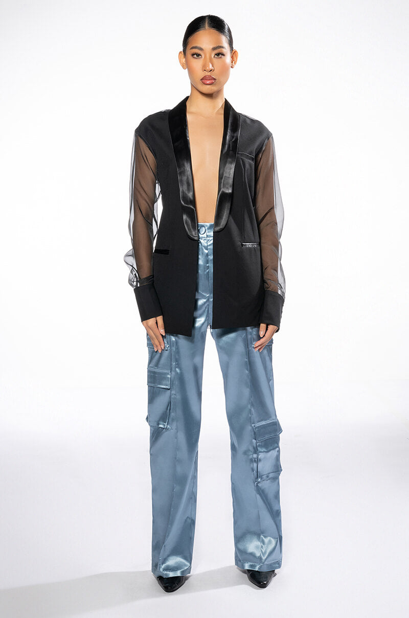 OLIVIER SHEER MIX MEDIA BLAZER