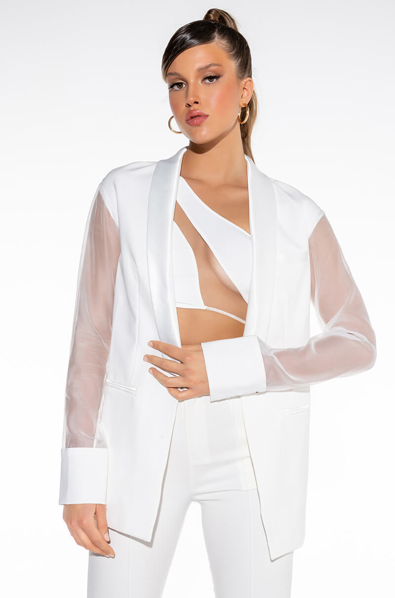 OLIVIER SHEER MIX MEDIA BLAZER