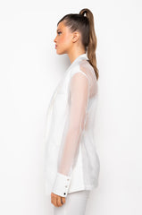 OLIVIER SHEER MIX MEDIA BLAZER