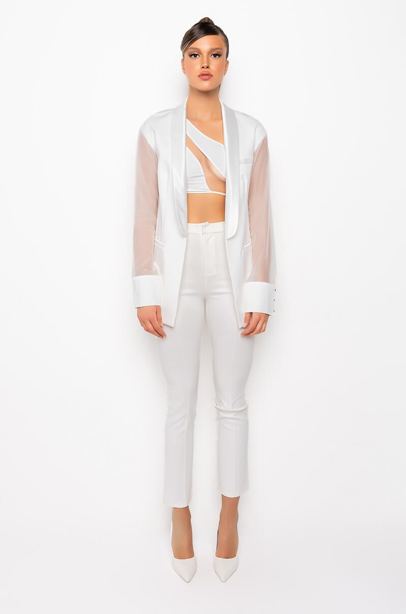 OLIVIER SHEER MIX MEDIA BLAZER
