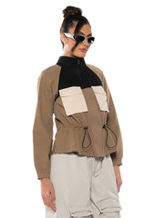 OLLIE OLIVE LONG SLEEVE WAIST SCRUNCHED BLOUSE