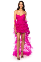 ON MY LEVEL TULLE HIGH LOW DRESS