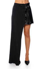 ON MY WAY ASYMMETRICAL PINSTRIPE MIDI SKIRT