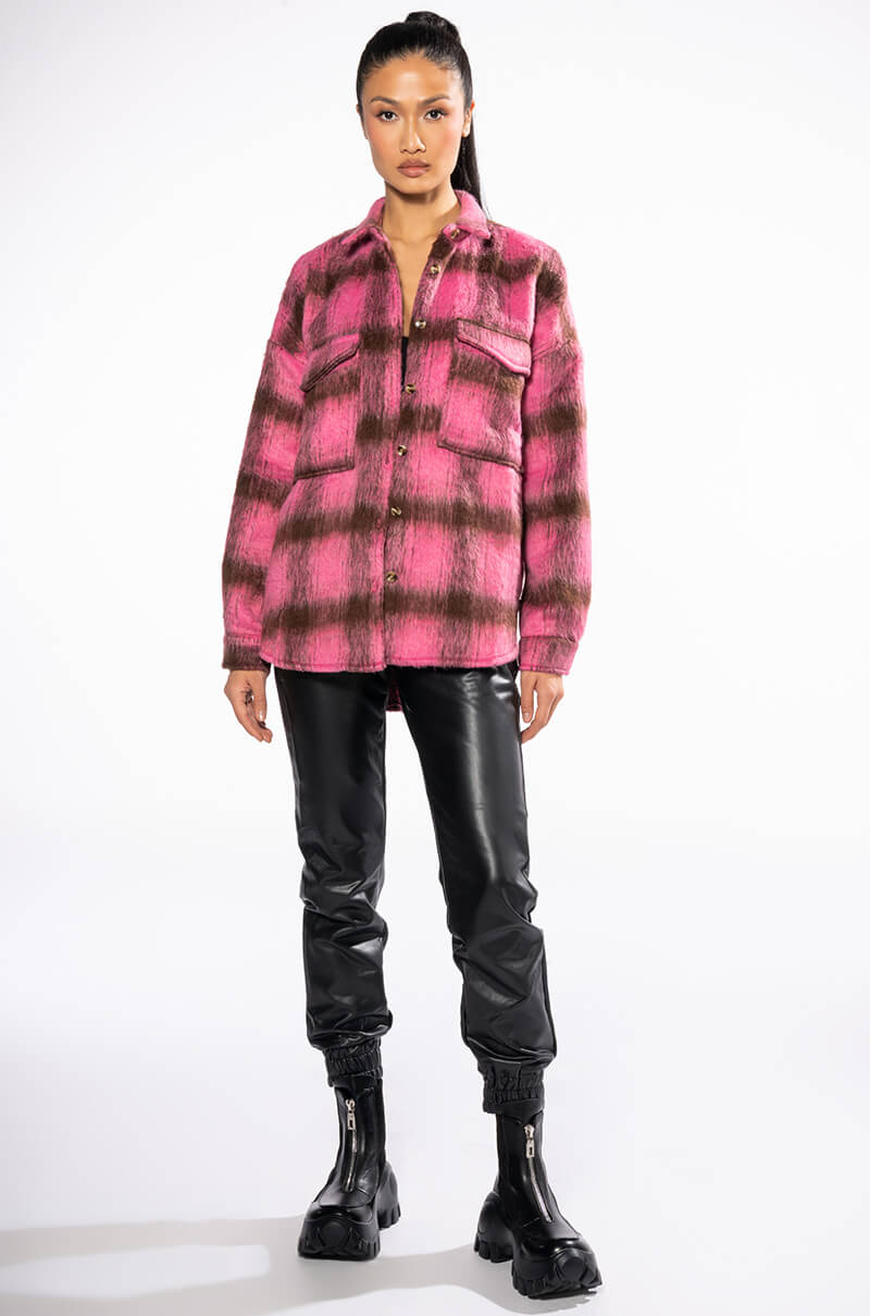 ON THE MOVE PLAID SHACKET