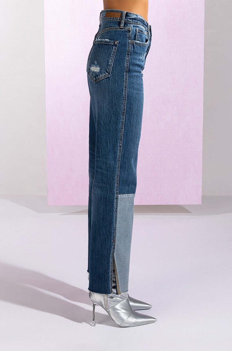 PLAY IT AGAIN HIGH RISE STRAIGHT JEANS