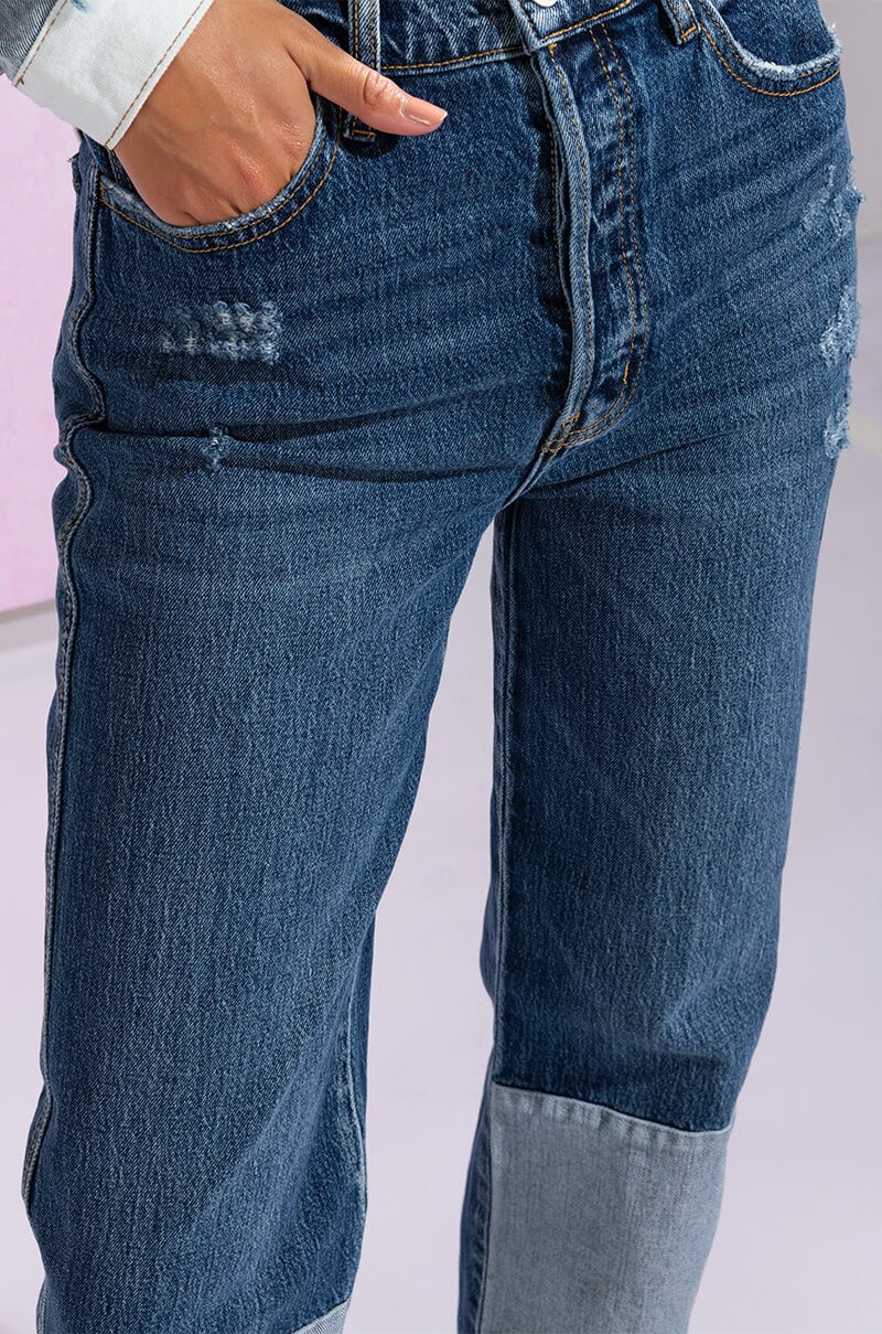 PLAY IT AGAIN HIGH RISE STRAIGHT JEANS