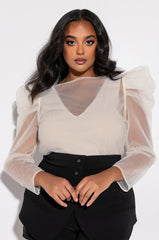 ON THE ROCKS PUFF SLEEVE TULLE BLOUSE