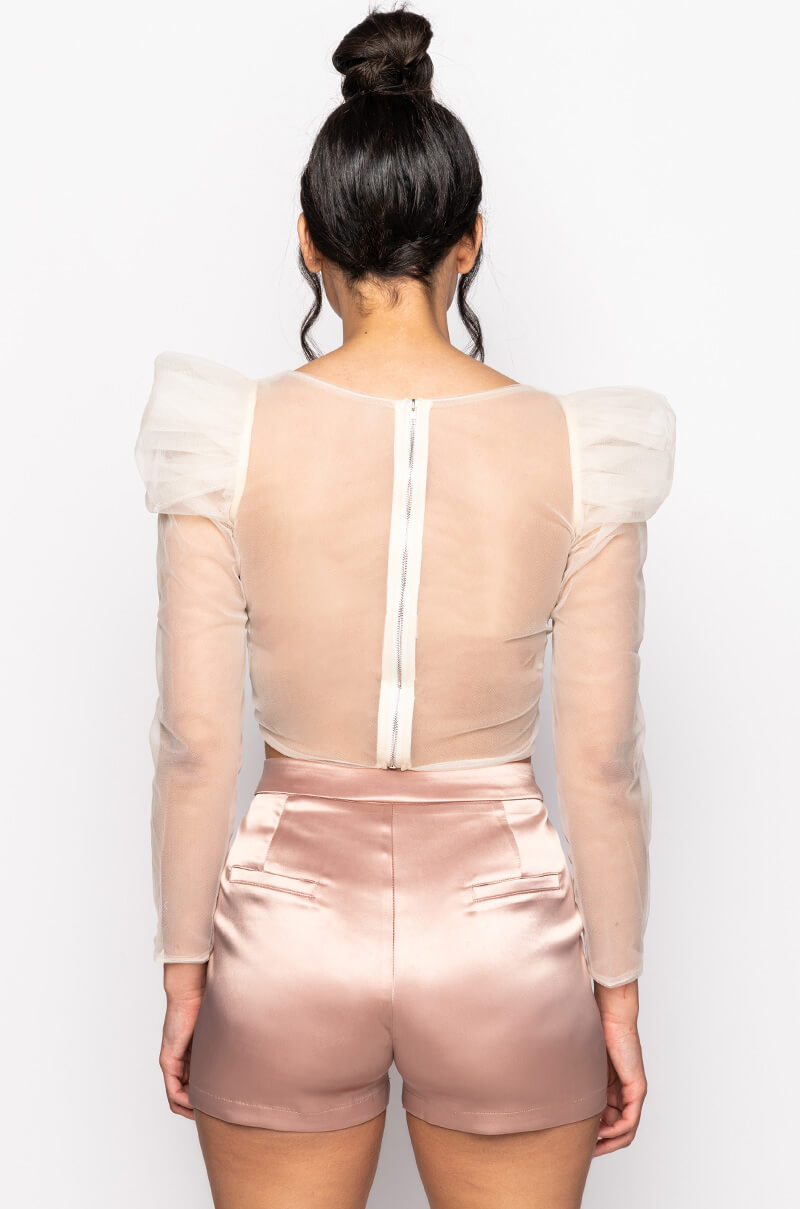 ON THE ROCKS PUFF SLEEVE TULLE BLOUSE
