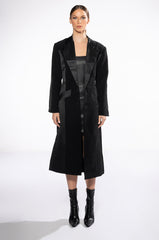 ON THE TOWN SATIN LAPEL TRENCH