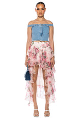 ONCE UPON A DREAM FLORAL RUFFLED MAXI SKIRT