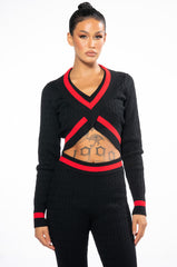 ONE LOVE STRIPE SWEATER CROP TOP