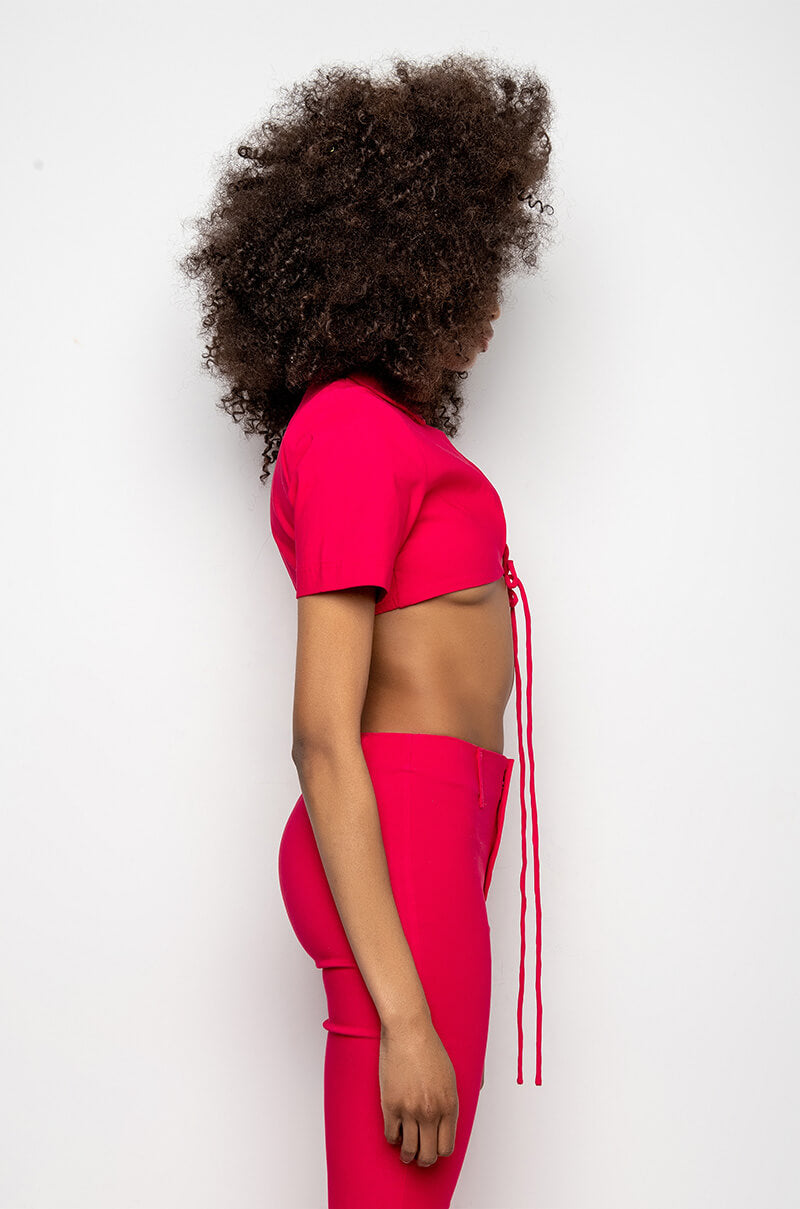 ONE NIGHT ONLY SHORT SLEEVE TIE FRONT BLOUSE