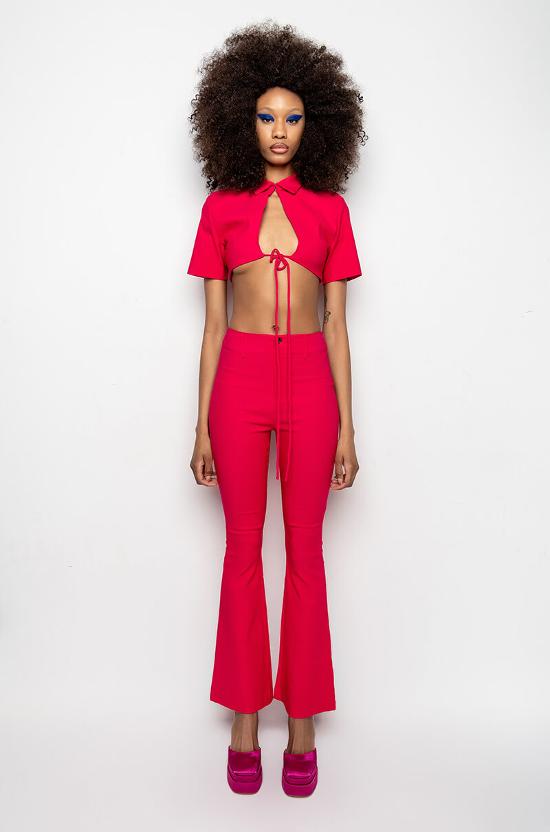 ONE NIGHT ONLY SHORT SLEEVE TIE FRONT BLOUSE