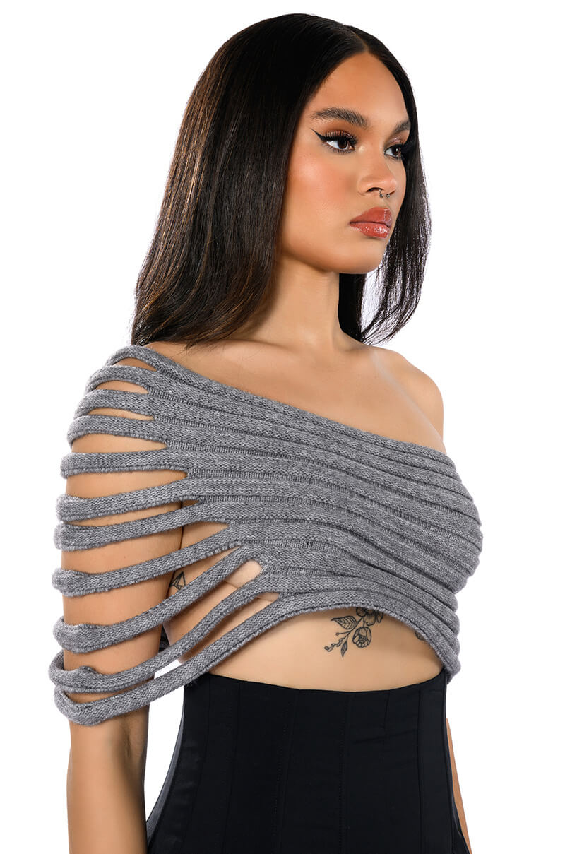 ONE SHOULDER RIB KNIT LAYERING TUBE TOP