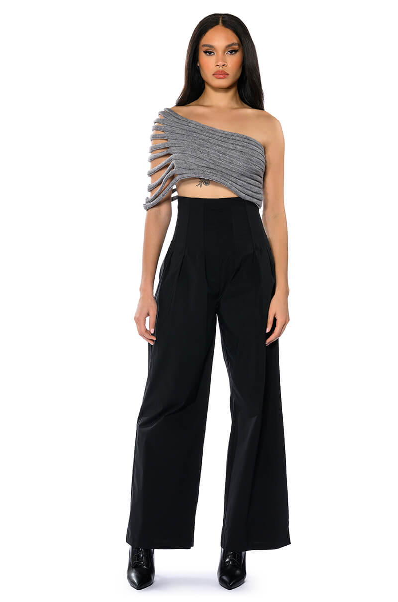 ONE SHOULDER RIB KNIT LAYERING TUBE TOP