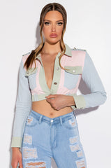 ONE TWO STEP MULTI COLOR DENIM JACKET