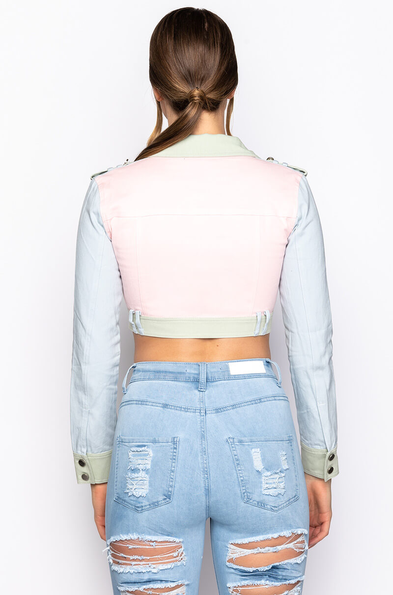 ONE TWO STEP MULTI COLOR DENIM JACKET