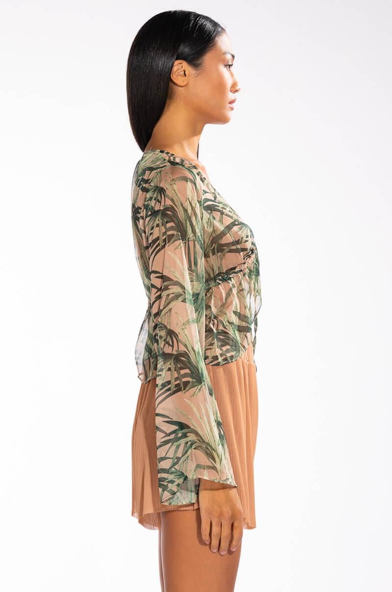 BENEE LONG SLEEVE TIE FRONT CHIFFON BLOUSE