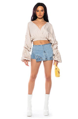 OPHELIA RUCHED LONG SLEEVE BLOUSE