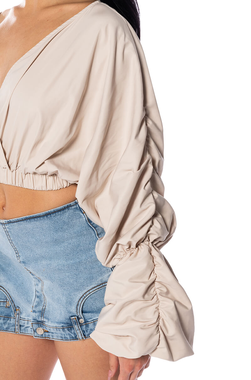 OPHELIA RUCHED LONG SLEEVE BLOUSE