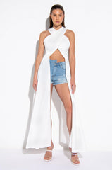 OPPOSITE DIRECTION HIGH WAISTED DENIM SHORTS