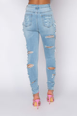 OPPOSITE DIRECTION HIGH WAISTED DISTRESSED SKINNY JEANS