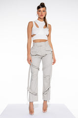 OTW CREW NECK CUTOUT CROPPED RIBBED TANK