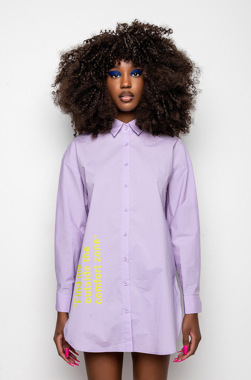 OUTSIDE THE COMFORT ZONE POPLIN BUTTON DOWN BLOUSE
