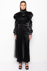 OVER THE MOON PUFF SLEEVE TULLE DETAIL TOP