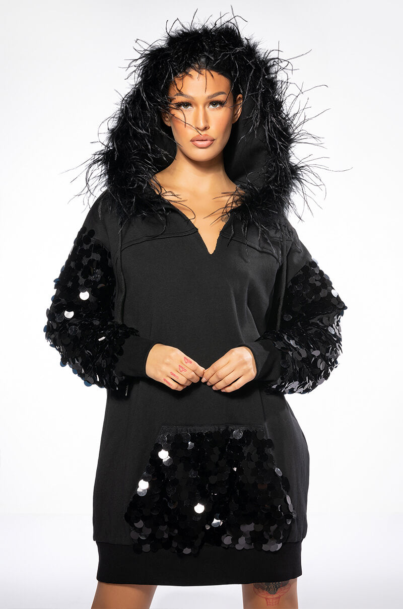 OVER THE TOP HOODED DRESS