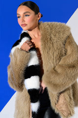 OVERSIZE SOFT FAUX FUR STRIPE JACKET