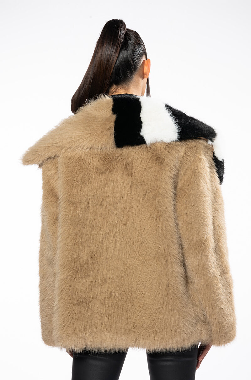 OVERSIZE SOFT FAUX FUR STRIPE JACKET