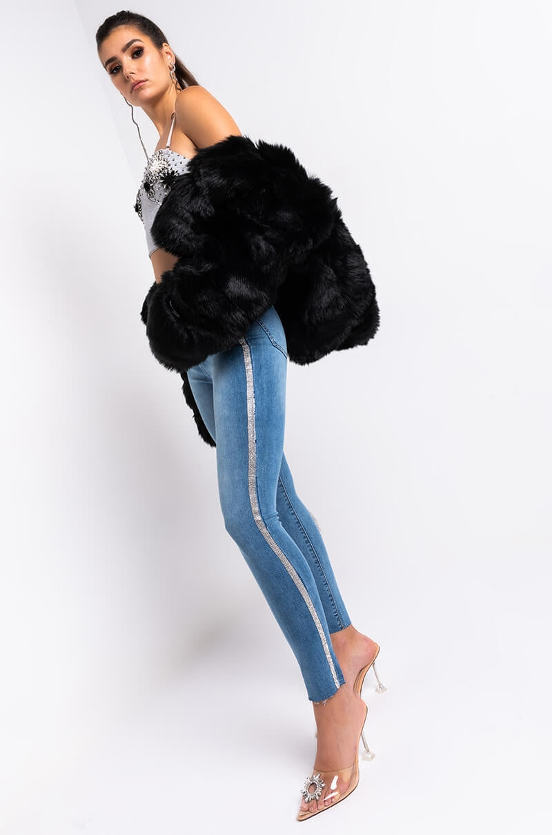SEXY RHINESTONE DENIM HIGH RISE DENIM