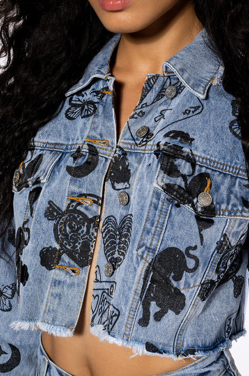 PAINTED TATTOO DENIM JACKET