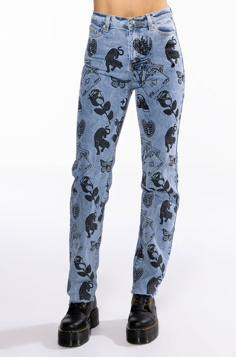 PAINTED TATTOO STRAIGHT LEG DENIM