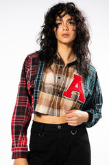 PATCHWORK GIRL CROPPED PLAID TOP