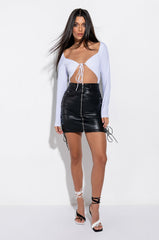 KATE SLINKY CUT OUT TIE FRONT BODYSUIT